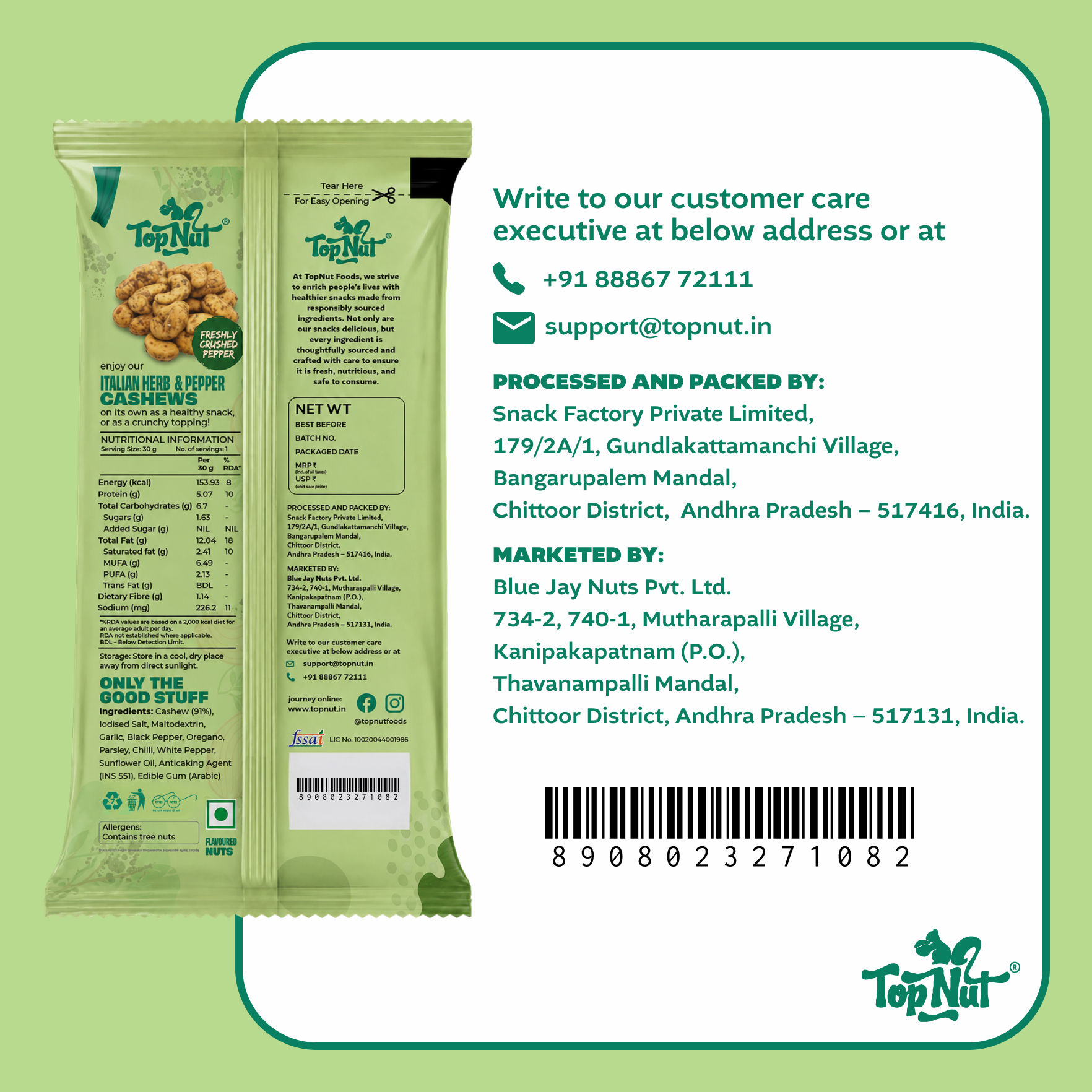 Italian Herb & Pepper Cashews 30g