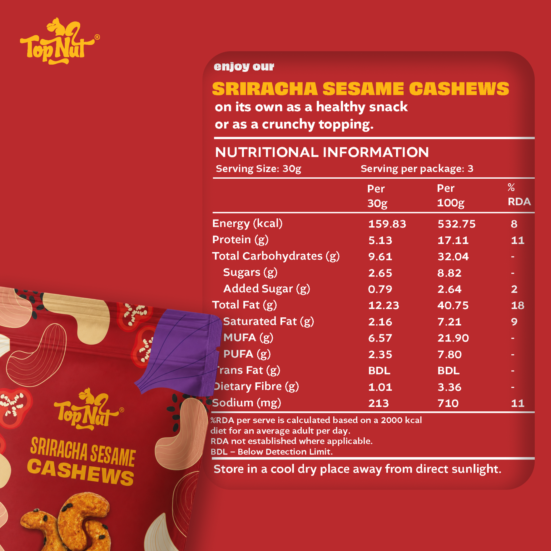 Sriracha Sesame Cashews