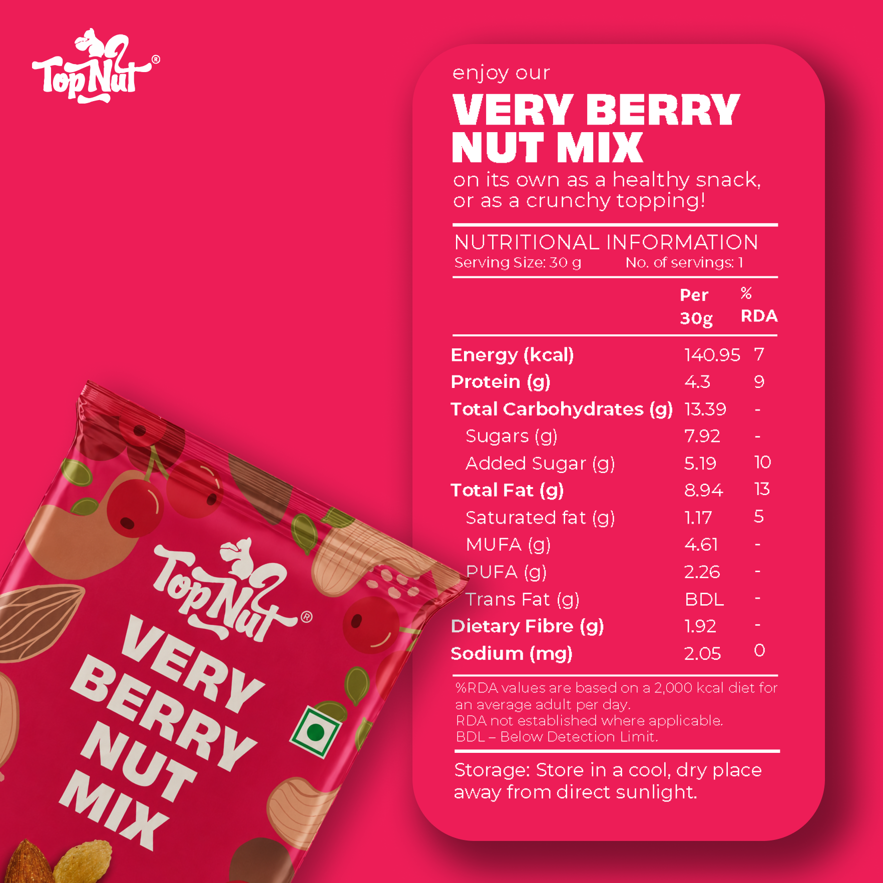 Very Berry Nut Mix 30g