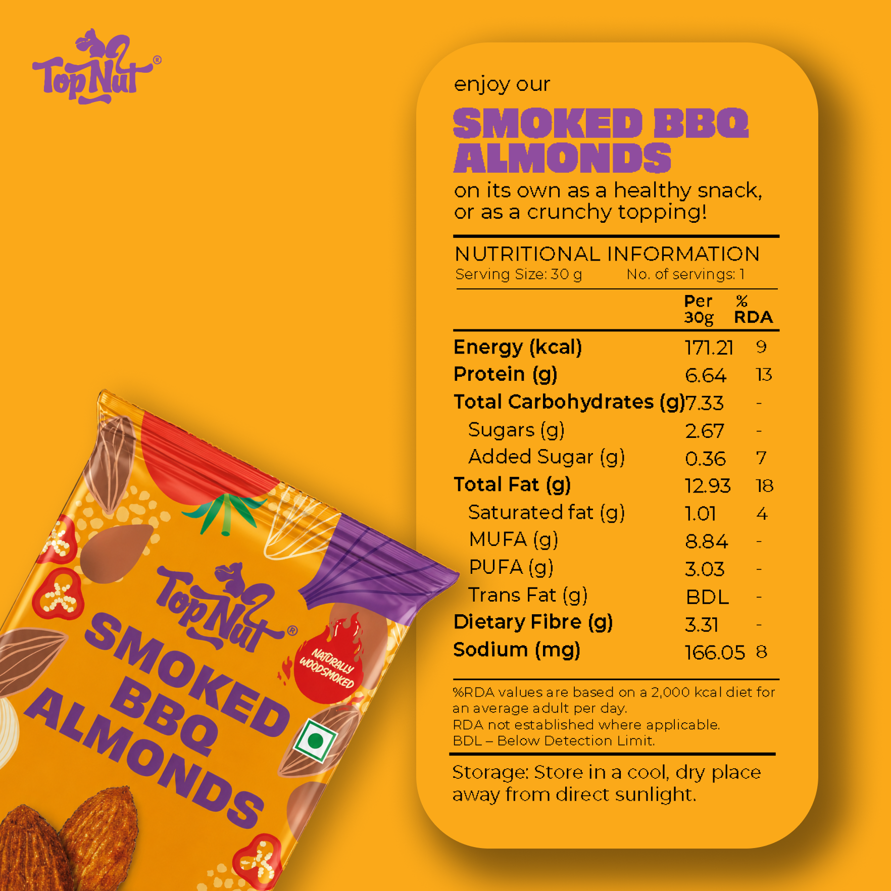 Smoked BBQ Almonds 30g